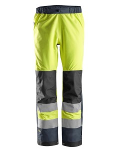6530 Pantalones largos trabajo impermeables Waterproof Shell alta visibilidad clase 2 AllroundWork amarillo/azul marino