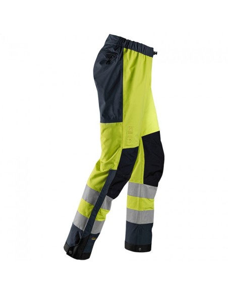 6530 Pantalones largos trabajo impermeables Waterproof Shell alta visibilidad clase 2 AllroundWork amarillo/azul marino