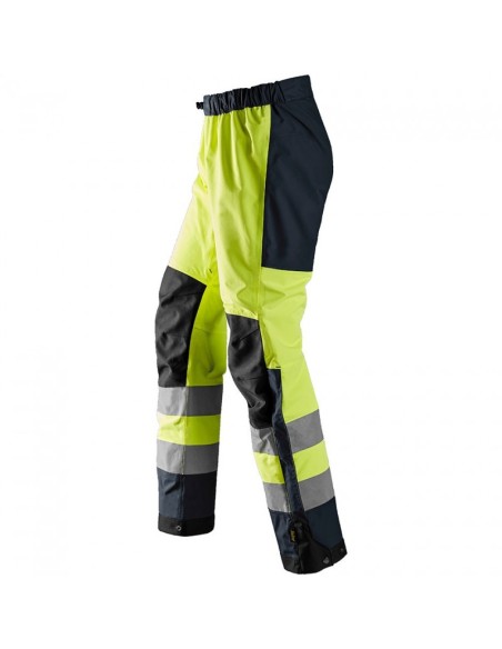 6530 Pantalones largos trabajo impermeables Waterproof Shell alta visibilidad clase 2 AllroundWork amarillo/azul marino