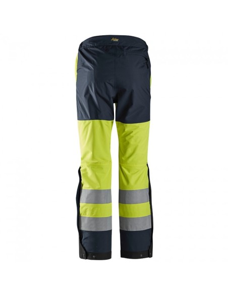 6530 Pantalones largos trabajo impermeables Waterproof Shell alta visibilidad clase 2 AllroundWork amarillo/azul marino