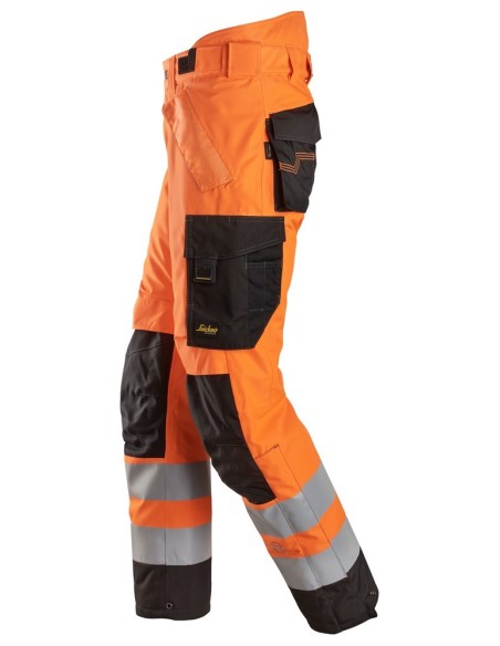 6630 Pantalones largos de trabajo impermeables de alta visibilidad clase 2 acolchados con doble capa 37.5 naranja/negro