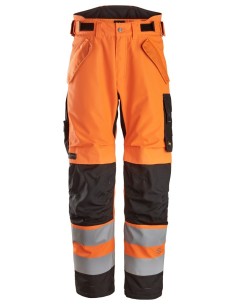6630 Pantalones largos de trabajo impermeables de alta visibilidad clase 2 acolchados con doble capa 37.5 naranja/negro