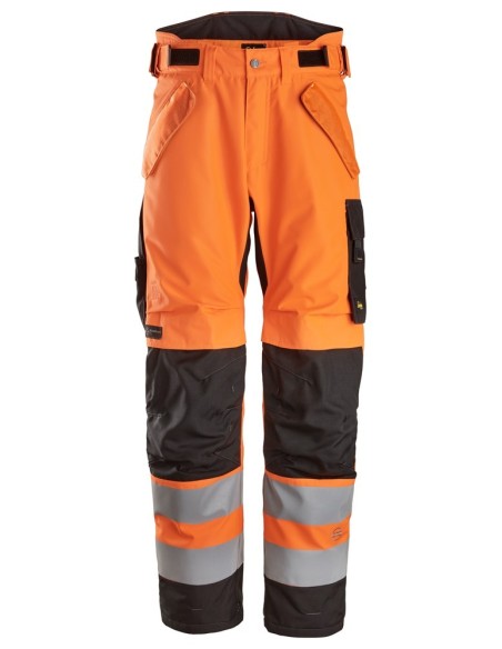 6630 Pantalones largos de trabajo impermeables de alta visibilidad clase 2 acolchados con doble capa 37.5 naranja/negro
