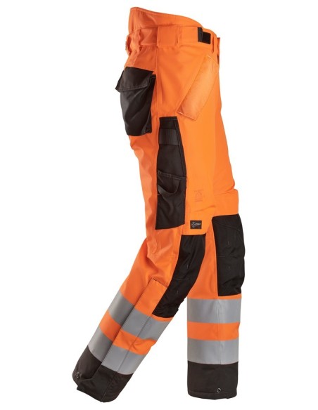 6630 Pantalones largos de trabajo impermeables de alta visibilidad clase 2 acolchados con doble capa 37.5 naranja/negro
