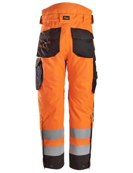 6630 Pantalones largos de trabajo impermeables de alta visibilidad clase 2 acolchados con doble capa 37.5 naranja/negro