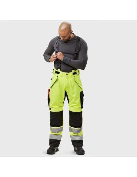 6630 Pantalones largos de trabajo impermeables de alta visibilidad clase 2 acolchados con doble capa 37.5 amarillo/negro