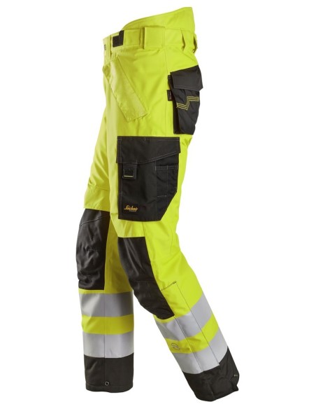 6630 Pantalones largos de trabajo impermeables de alta visibilidad clase 2 acolchados con doble capa 37.5 amarillo/negro