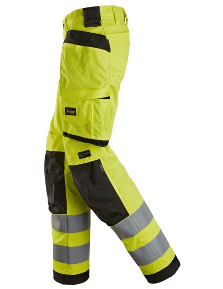 6743 Pantalones largos de trabajo elasticos de alta visibilidad clase 2 para mujer bolsillos flotantes amarillo/negro
