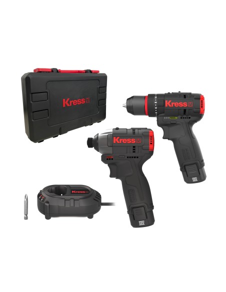 KIT TALADRO 12V KUC12 + ATORNILLADOR IMPACTO KUB50.2  2 BATERIAS 2,0AH